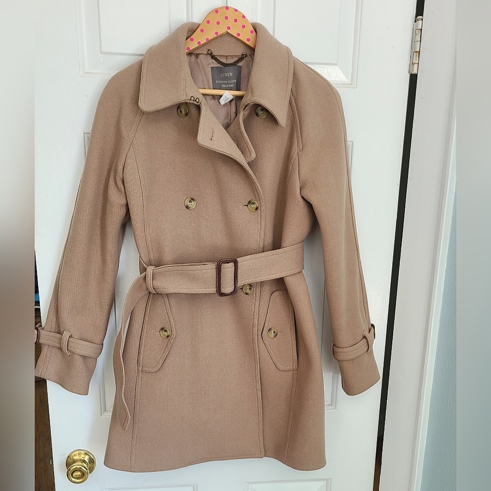 J. Crew Classic Trench Style Wool Coat In Italian Stadium Cloth